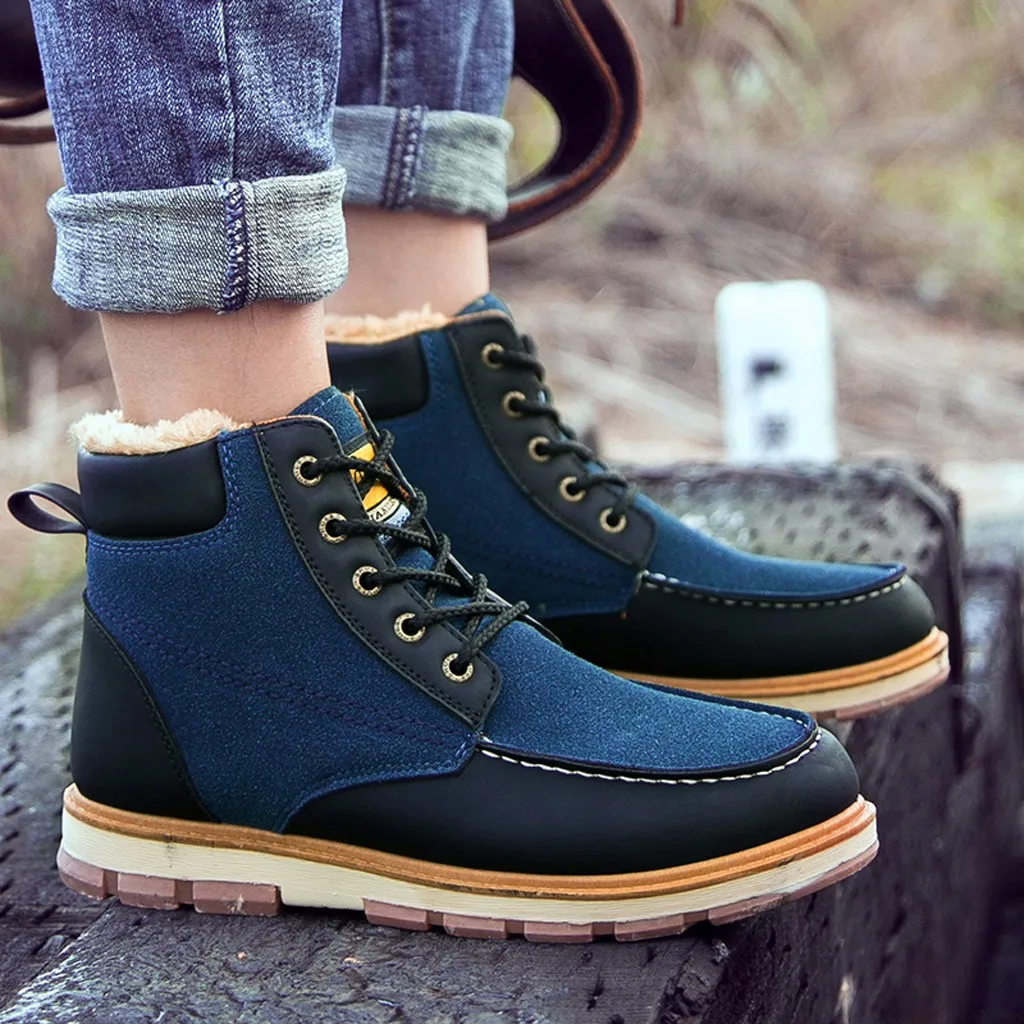 Fashion Winter Men Warm Fur Plush Insole Ankle Boots Lace-Up Outdoor Sport Rubber Shoes Woman Keep Warm Mountaineering Boots Fashion Winter Men Warm Fur Plush Insole Ankle Boots Lace-Up Outdoor Sport Rubber Shoes Woman Keep Warm Mountaineering Boots