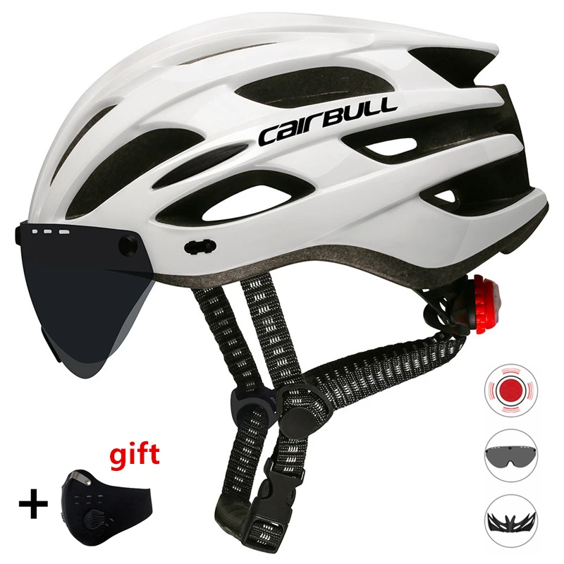 Ultralight Cycling Helmet With Removable Visor Goggles Bike Taillight Intergrally-molded Mountain Road MTB bicycle Helmets 226g Ultralight Cycling Helmet With Removable Visor Goggles Bike Taillight Intergrally-molded Mountain Road MTB bicycle Helmets 226g