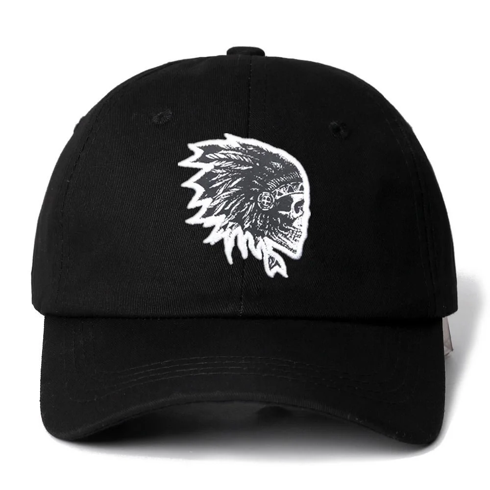 Высокое качество вышивка череп Snapback cap хлопок кости Gorra спортивная бейсболка для мужчин и женщин хип хоп папа шляпа - Цвет: black