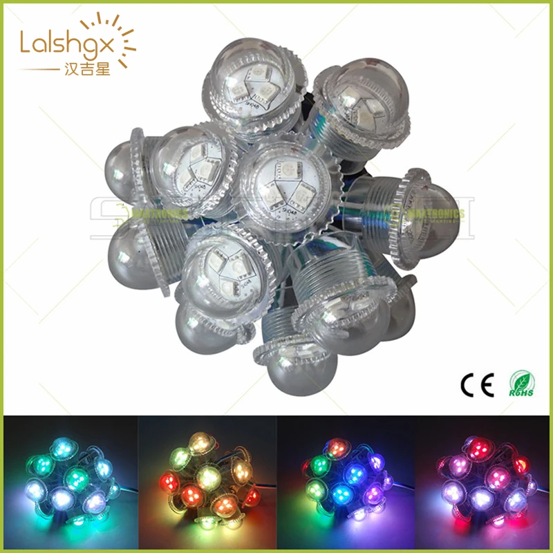 

30pcs DC12V WS2811 LED Module Exposed Point Light 3 leds 5050 SMD RGB Chips waterproof IP67 diameter 26mm transparent cover