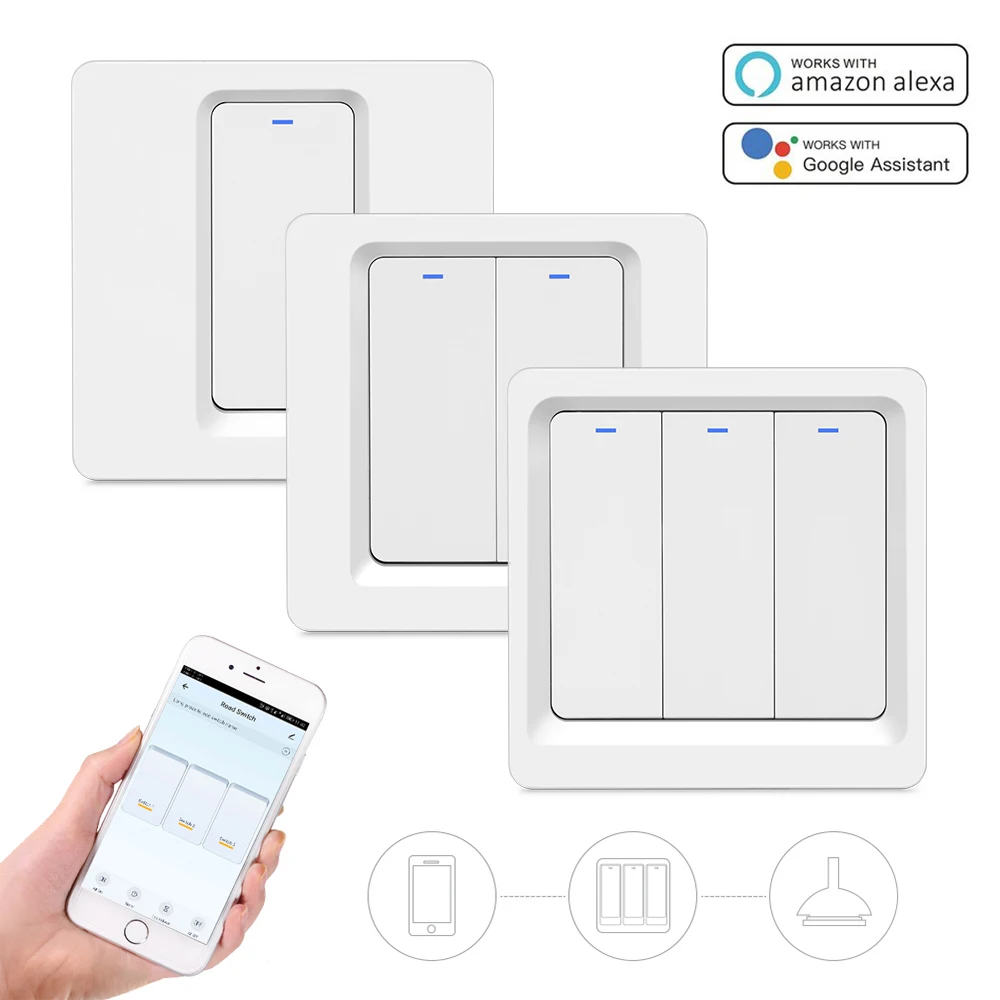 Wi-Fi умный сенсорный выключатель светильник Переключатель 1/2/3 gang 110-250V дома
