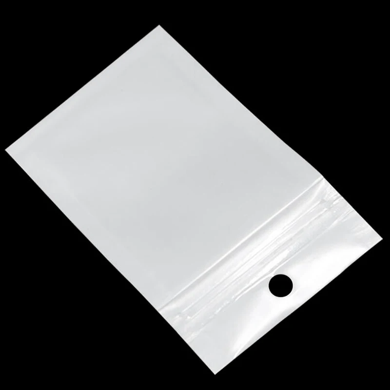 

White / Clear Self Seal Zipper Plastic Packaging Pouch Pack Bag Ziplock Zip Lock Storage Bag Retail Package with Hang Hole