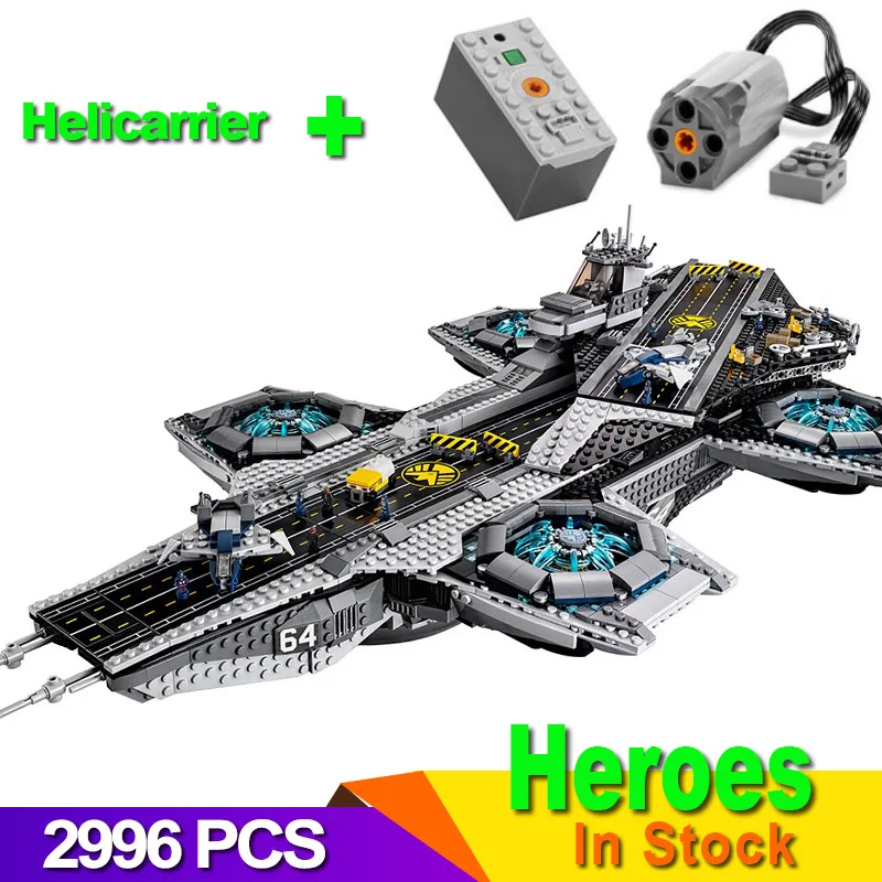 С мотором щит Helicarrier Совместимость 76042 07043 строительные наборы блоки кирпичи