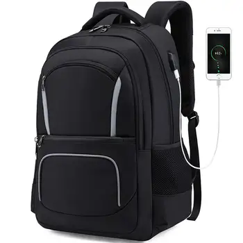 

Black High School Students School Bag Men Laptop Backpack Unisex USB Charging Travel Shoulder Backpacks Duffle Bag Rucksack