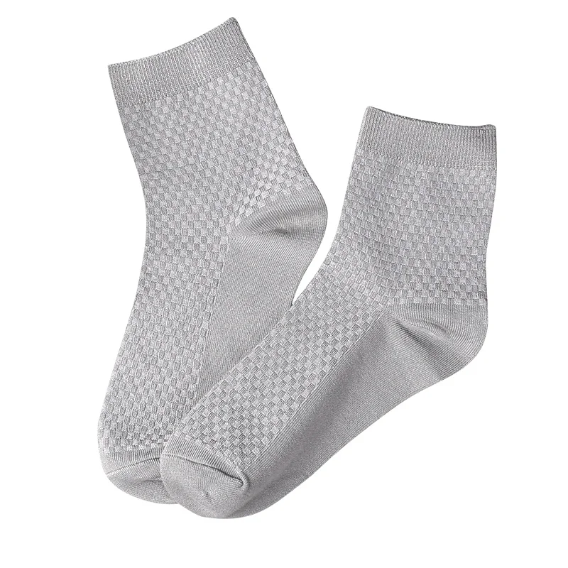 3Pairs/lot Bamboo Fiber Long Socks Men Fashion Crew Socks Plaid Business Socks Man Solid Color Autumn Calcetines hombre