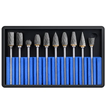 10pcs tungsten steel grinding head tungsten carbide burrs sets mini drill diamond burs material tungstenio dremel accessories 2