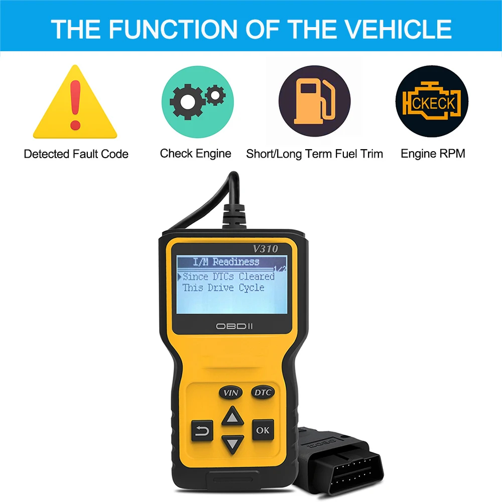 Автомобильный сканер OBD 2, считыватель кодов двигателя, детектор неисправностей ELM327, диагностический инструмент, тест двигателя