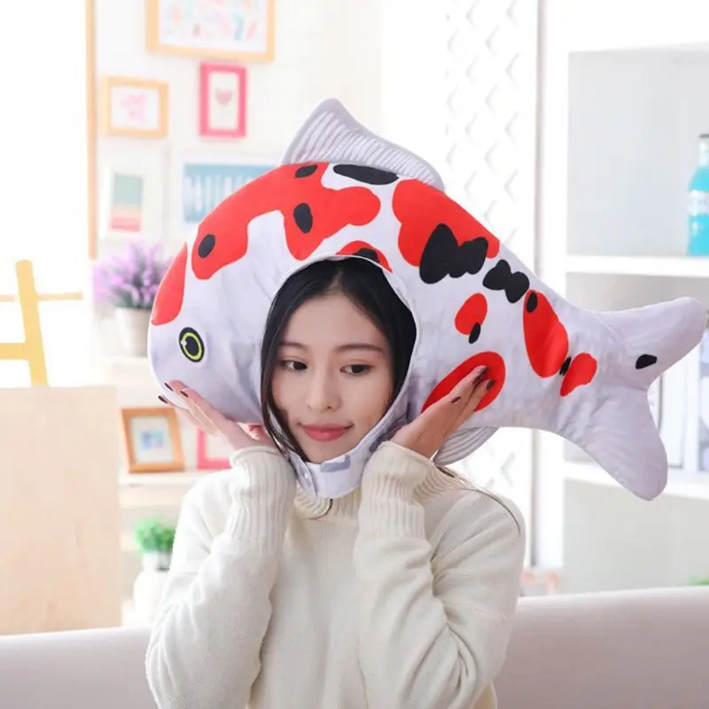 Творческий мультфильм милый Lucky carp форма шляпа для взрослых детей Косплей Мягкие плюшевые игрушки головные уборы кепки Необычные реквизит для фото вечеринок