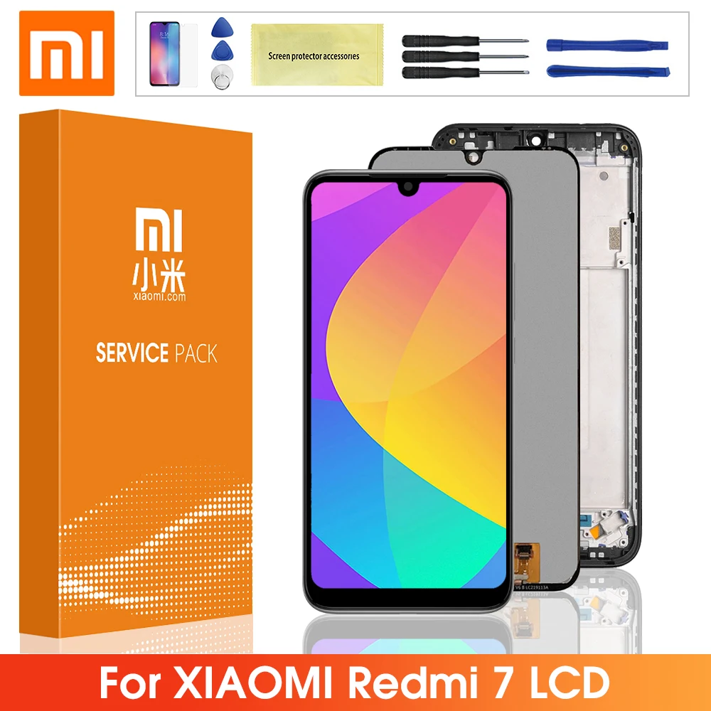 Оригинальный дисплей с рамкой для Xiaomi Redmi 7 ЖК сенсорным экраном и дигитайзером