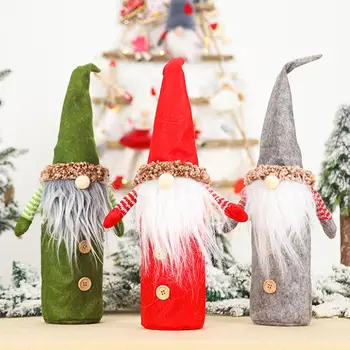 

Xmas Santa Faceless Gnome Wine Bottle Cover Champagne Bag Holiday Party Decor vinoteca beer bottle case cecotec wine bottle bag