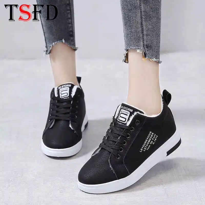 

Plush Sport Sneakers Woman Warmest Running Shoes for Women Winter Low Sports Shoe for Girls Lace Up Female Snow Trainers New H7
