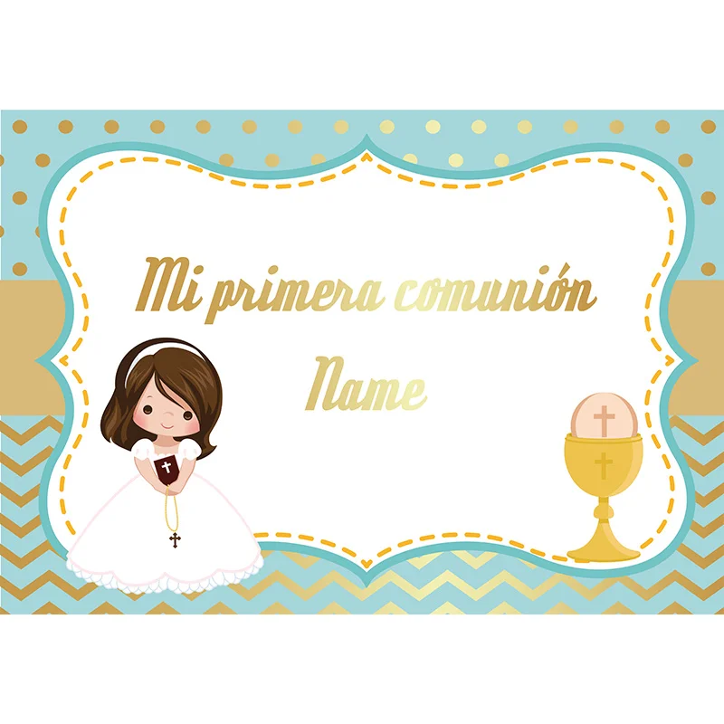 Allenjoy First Holy Communion Backdrop Boy Girl Dots Stripes Party Background Banner Photocall Photography Decoration Vinyl