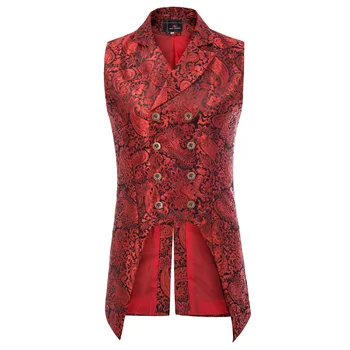 

Mens Dress Suit Vest Jacquard Double Breasted Tuxedo Waistcoat Jacket Coat Tops