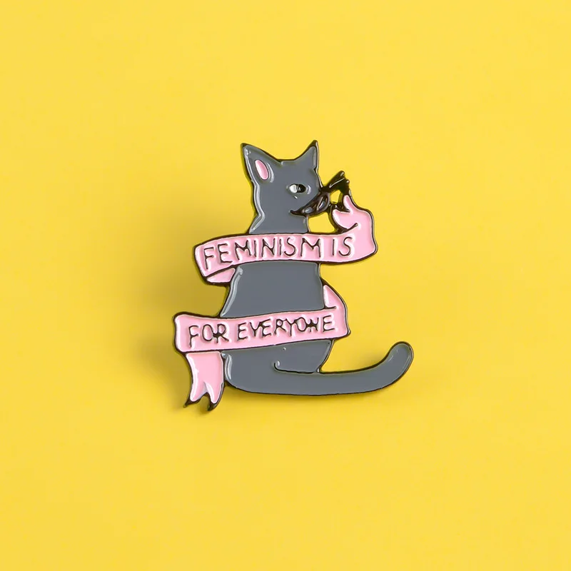 Gray Kitten Alloy Drop Oil Brooch Calls Feminist Badge | Украшения и аксессуары