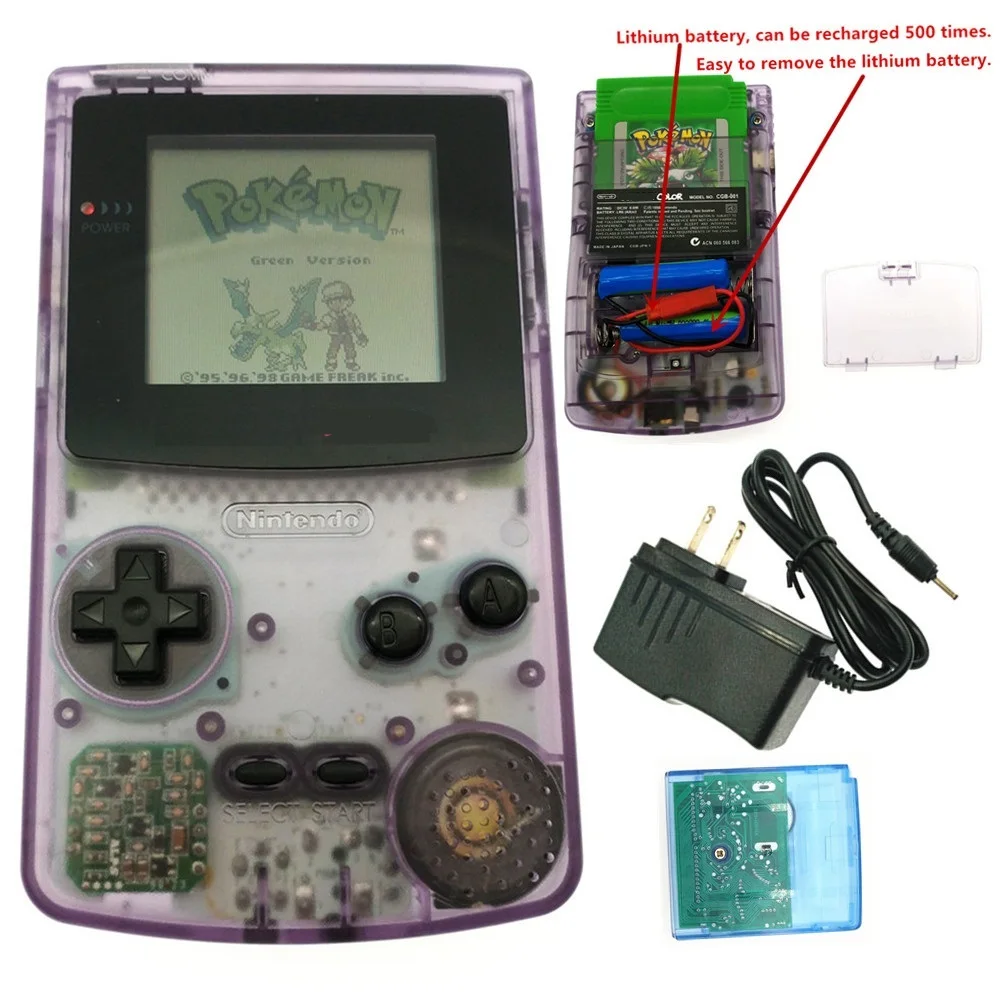 Восстановленный перезаряжаемые для GameBoy цветная консоль GBC + игровая карта