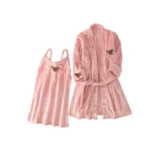 Фланелевый пижамный комплект с вышитыми цветами для девочек; Лидер продаж; Пижама для маленьких девочек; одежда для сна детский бархатный пижамный комплект из 2 предметов; платье+ жилет