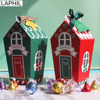 

5pcs Christmas Candy Box Santa Xmas Tree Cookie Bags Merry Christmas Decoration Gift Candy Bags for Guests Xmas Party Favors