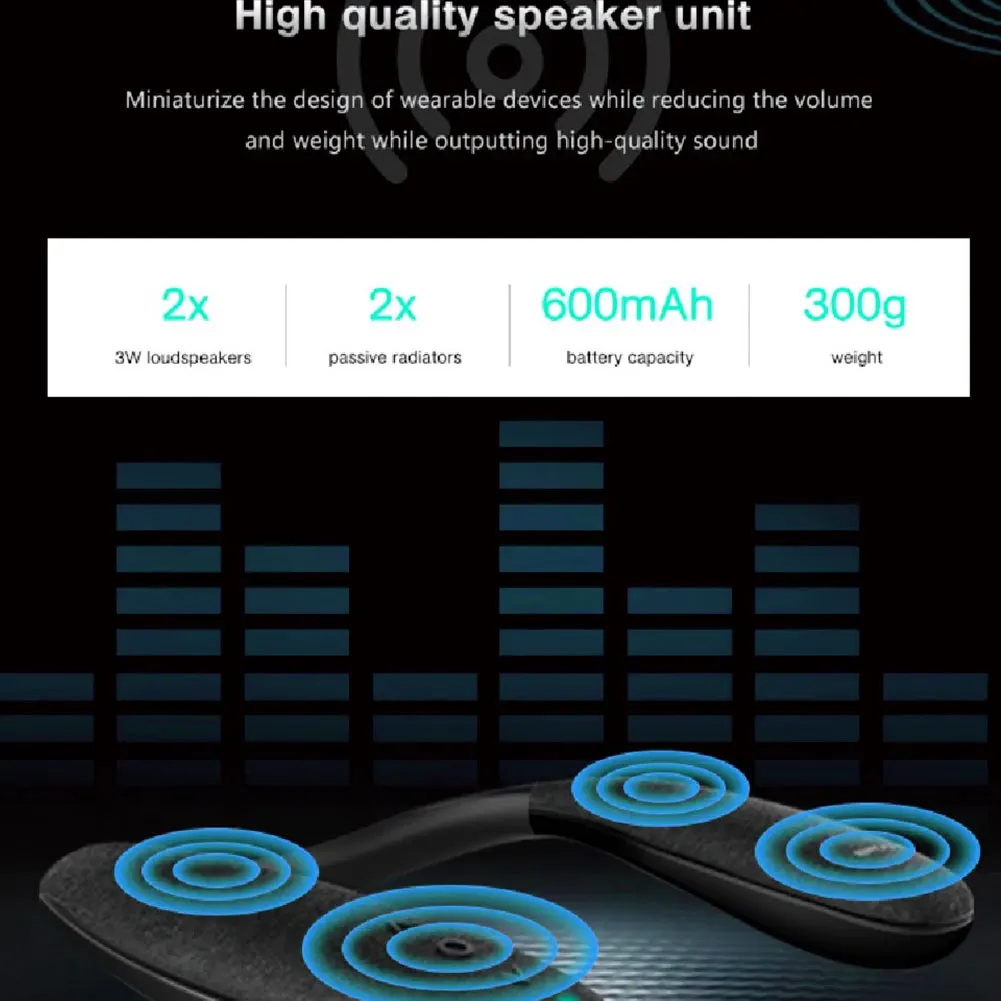 Neck Bluetooth Speaker Surround sound wireless speaker bluetooth 5.0 with Bass HD Voice button with microphone For Game Bluedio HS neck-mounted bluetooth speaker portable wireless speaker bass bluetooth 5.0 FM radio support SD card slot
