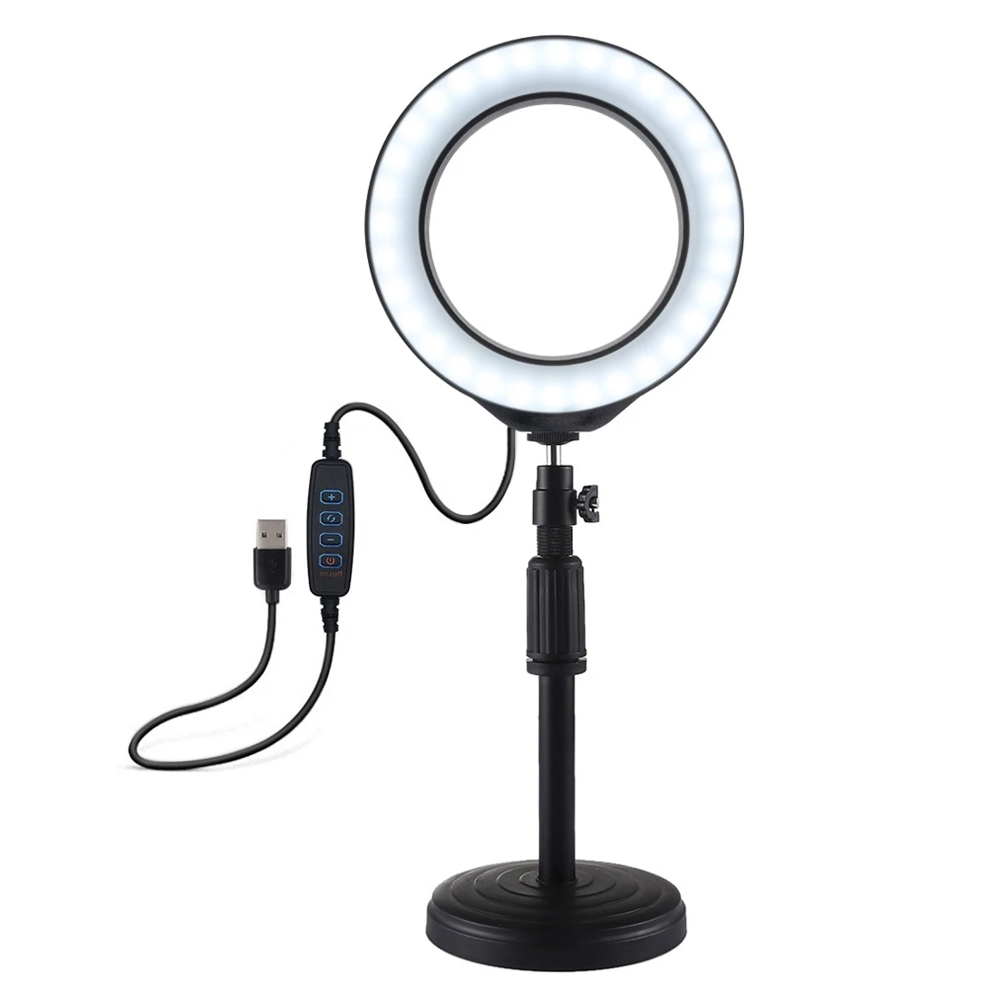PULUZ PU392 6.4 inch 16cm USB 3 Modes Dimmable LED Ring Vlogging Photography Video Lights with Cold Shoe Tripod Ball Head