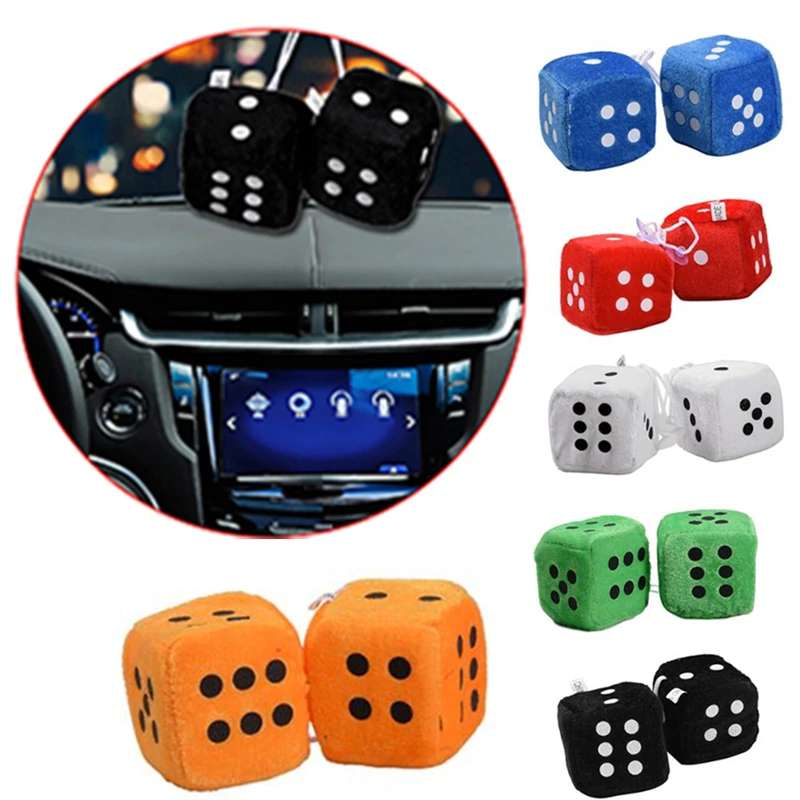 2pcs/lot New Car Plush Pendant Of Diffuse Dice Points Rearview Mirror
