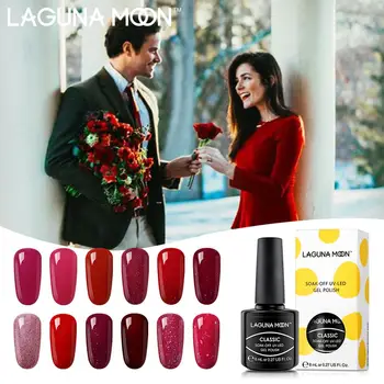 

Lagunamoon 8ml Red Color Gel Nail Polish Painting Soak Off Semi Permanent Gel UV and LED Lamp Enamel Lacquer Varnish GelLak