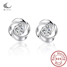 925 пробы серебряные серьги белые фиолетовые стразы, Кристалл Циркон роза серьги гвоздики