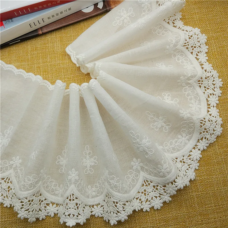 

2yard/lot 14cm Width Beautiful Cotton Cloth Double Side Embroidered Lace Trimming X1463