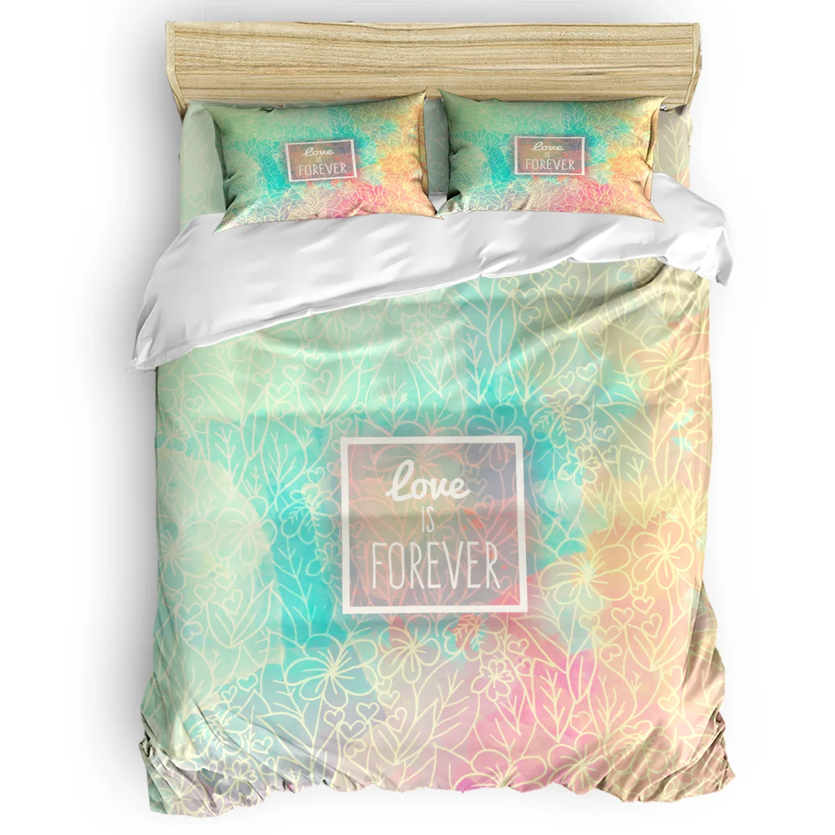 

Sketch Flower Watercolor Valentine Pattern Duvet Cover Set 3/4pcs Bedding Set Bed Sheet Pillowcases Cover Set