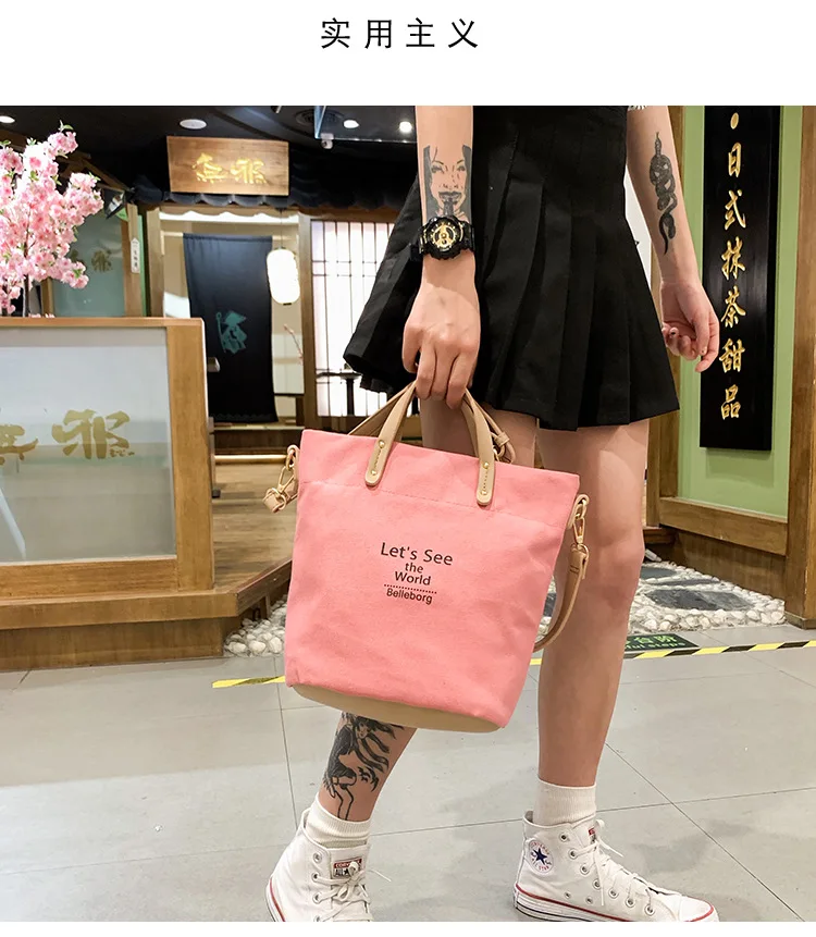 

fashionable candy-coloured alphabet canvas bag Leisure single shoulder slanting Bauson series literature and art simple handbag