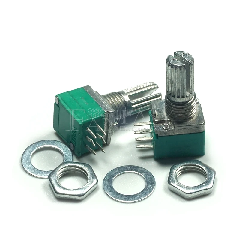 RK097G 5K 10K 20K 50K 100K 500K B5K 6pin shaft 15mm amplifier sealing potentiometer 5pcs rotary potentiometer adjustable resistor