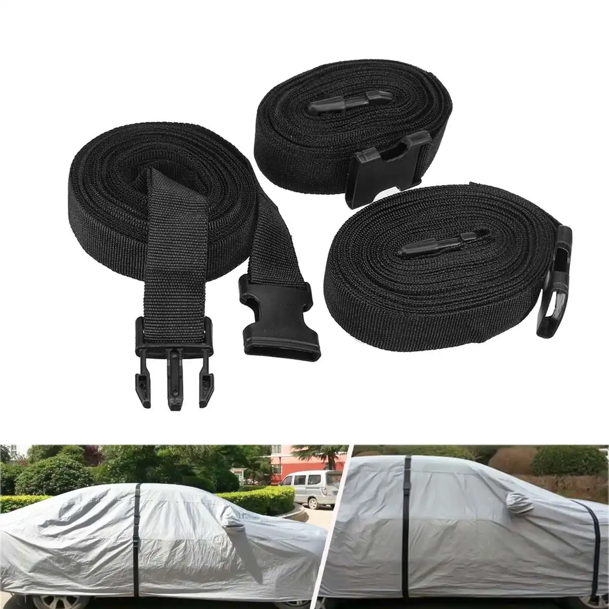 3PCS 10M/5.7M+7.5M Car Covers Elastic Straps Adjustable Fixed Strap Protect Cover From High Wind