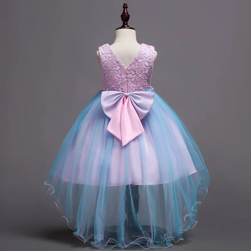 Кружевная цветоная аппликация; праздничное платье принцессы для девочек; элегантное платье с бантом на День рождения; детское платье-пачка для девочек; Vestido; костюм