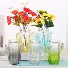 Градиентная ваза кактус стеклянная ваза для цветов украшение дома статуэтки Миниатюрная модель художественные вазы держатели растений свадебное украшение