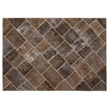 

Handmade Brown Vintage Overdyed Patchwork Area Rug 160x228 Cm-5'3''X7'6''