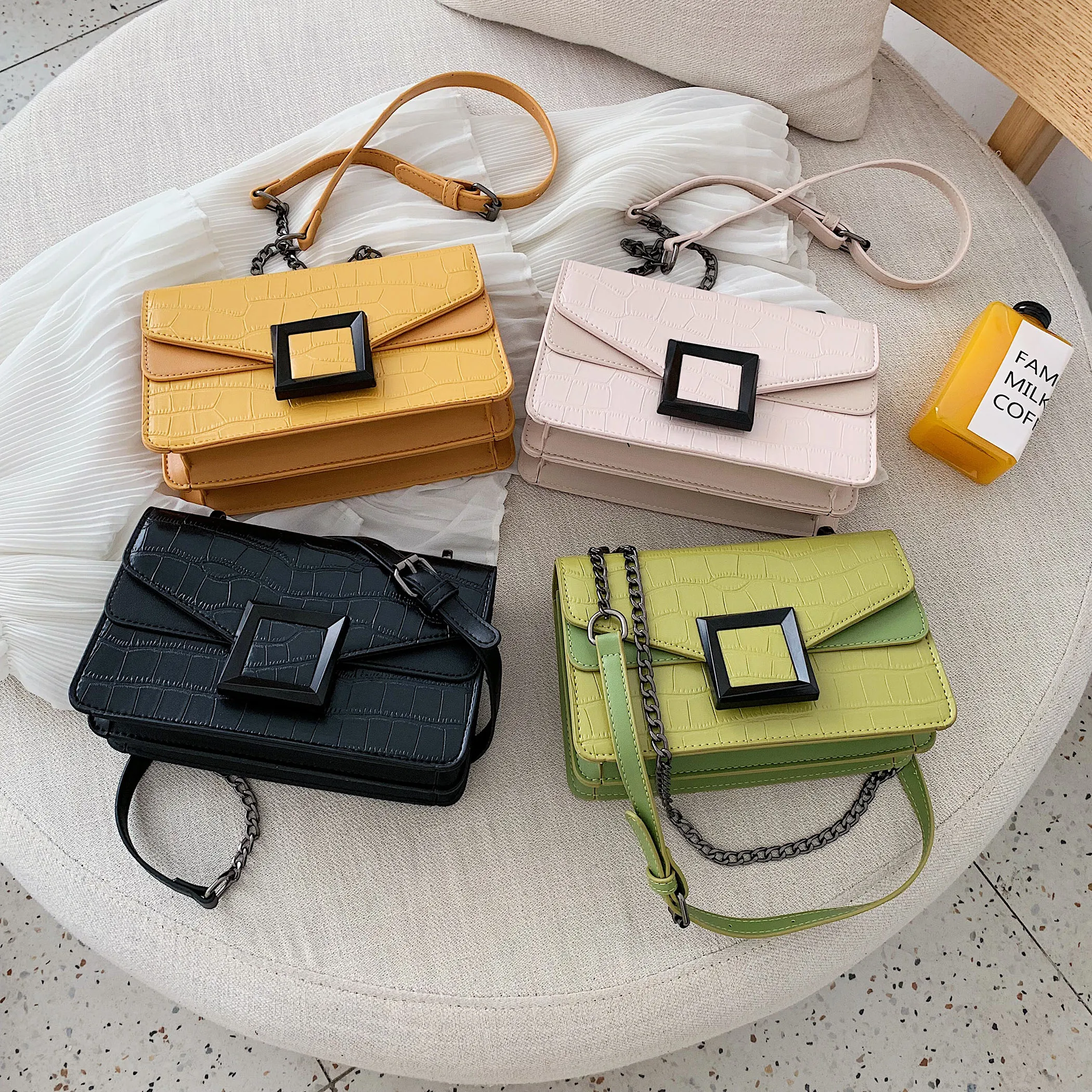  Stone Pattern PU Leather Crossbody Bags For Women 2020 Small Shoulder Messenger Bag Female Luxury C - 4000079326918