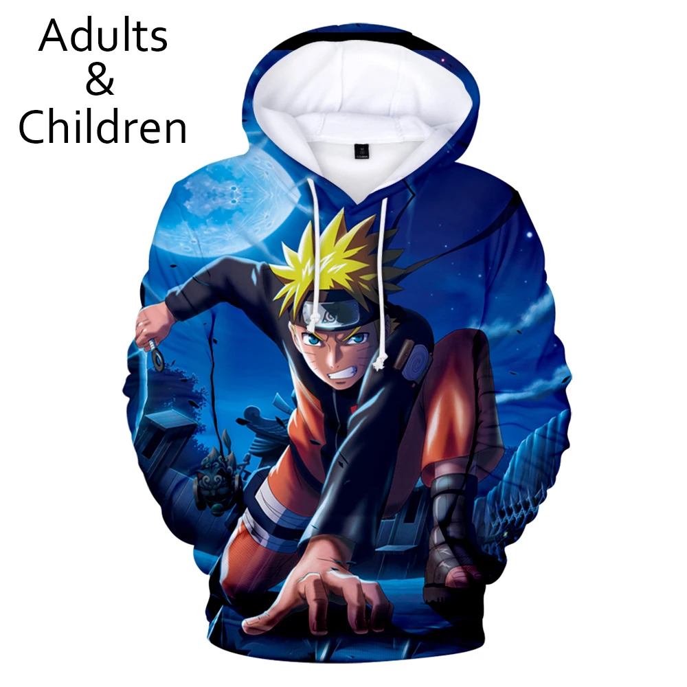 

New 3D casual cartoon Naruto men and women hoodies popular children spring and autumn popular pullovers kids blue sweatshirts