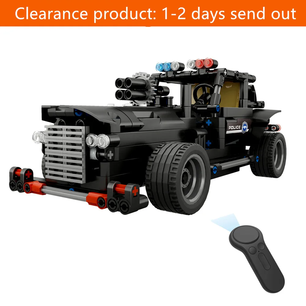 

462pcs DIY Assembled 2.4G Four-way Remote Control Assembling Blocks Electric Special Police Command Car