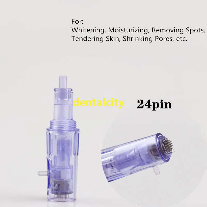 10pcs- 24pin needle Инструменты для красоты лица нано микроиглы инъекции кислоты Дерма ручка инжектор кожи вода мезотерапия мезогун - Цвет: 10pcs- 24pin needle