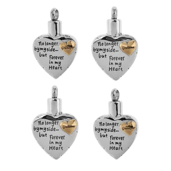 

4 Piece Grandpa Grandma Heart Pendant Memorial Jewelry Ash Holder Urn Couple DIY necklace pendant
