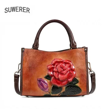 

SUWERER 2020 New Women Genuine Leather bag luxury handbags women bags designer bags famous brand women bags tote shoulder bag
