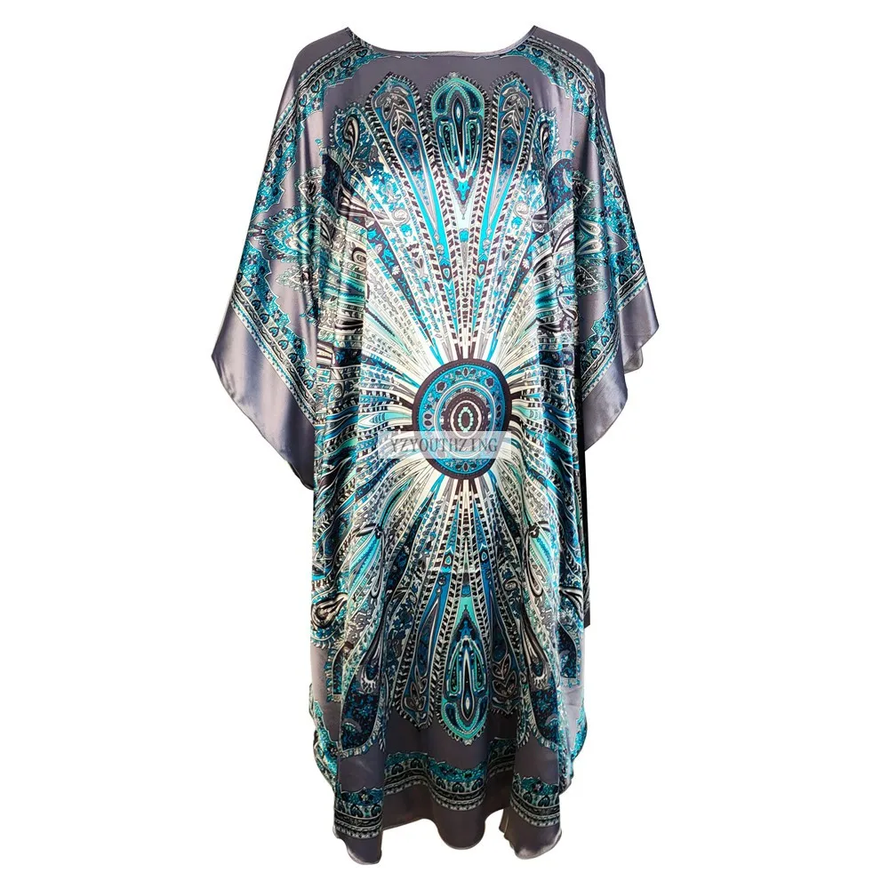 Chinese Vintage Print Lady Robe Dress Nightgown Summer Nightdress Sleepwear Women Satin Rayon Nightwear Bath Gown One Size