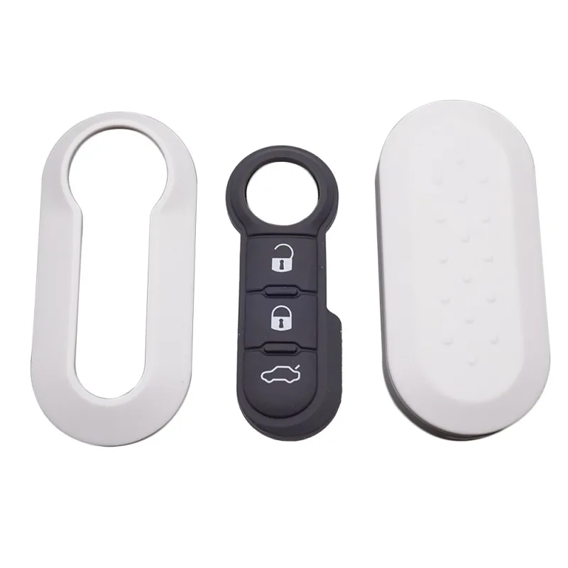 Remote Flip Key Shell Case Car Key Pad Fiat 500 Panda Punto Bravo Replacement Case 3 Button Rubber Button Pad key case,key case cover,car key shell,remote control case cover,flip key fob shell,car key pad