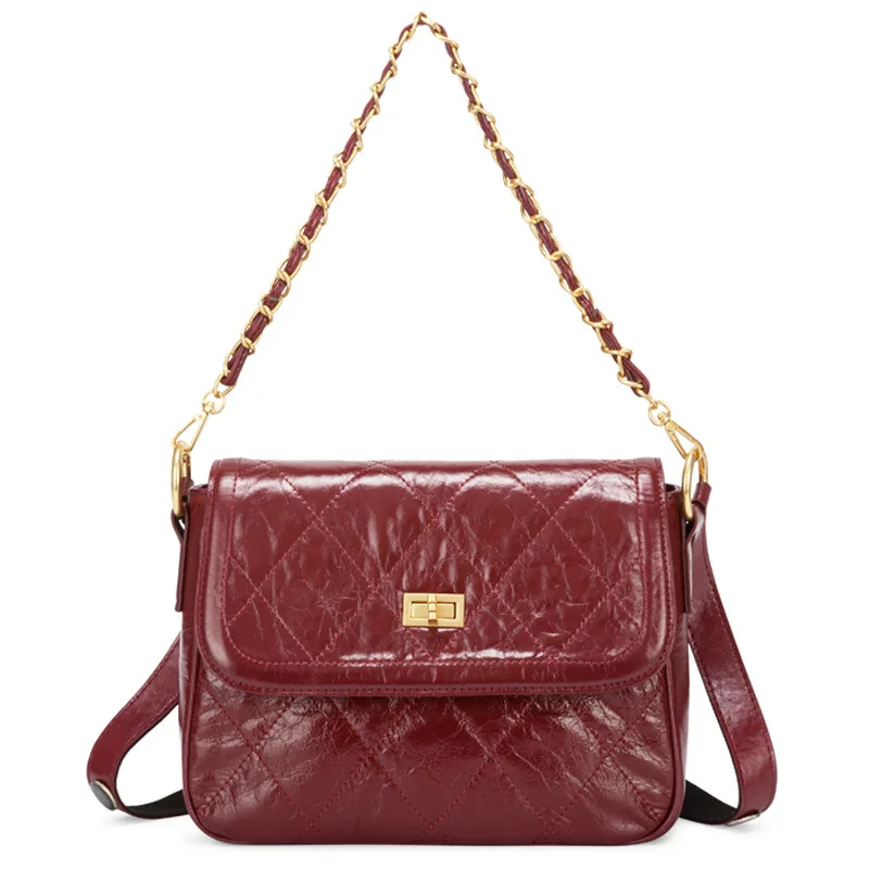 

2019 Postman Package Wax Oil Cowhide Ma'am Single Shoulder Package Diagonal Genuine Leather Woman Package