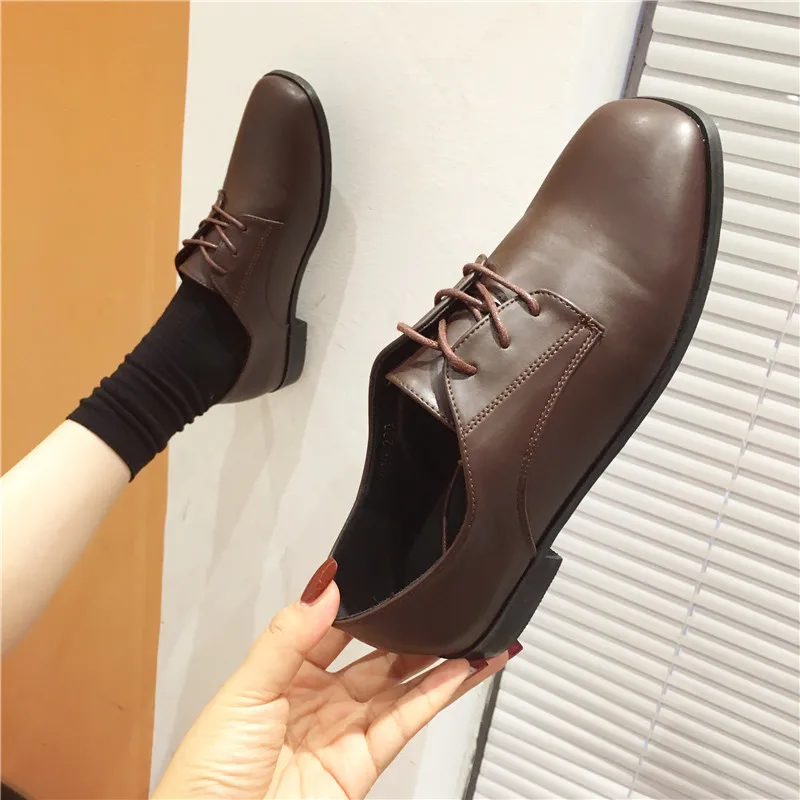 

Flat Moccosins Women's 2019 New Style Slip-on Small Leather Shoes Women's British-Style Retro Versatile Deep Mouth Soft Leather