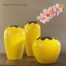 Китайский креативный Ретро керамическая ваза Желтый Европейский стиль домашний обеденный стол Гостиная ТВ шкаф винный шкаф произведение искусства