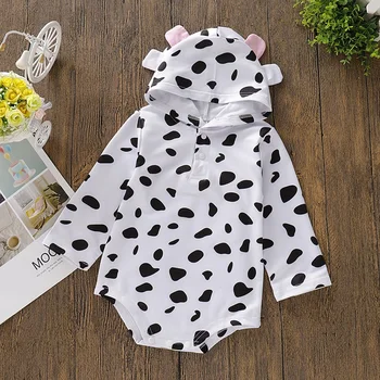 

Newborn Infant Baby Boy Girl 3D Animal Cow Hooded Romper Jumpsuit Long Sleeve Playsuit Hoddies Clothes Spring Autumn Baby Romper