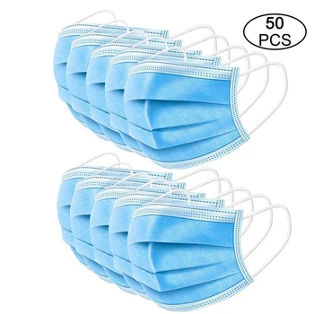 

50Pcs/Lot Disposable Masks 3-layer Non-Woven Masks Anti Virus Dust Mouth Face Mask Protection Soft Protective Mask