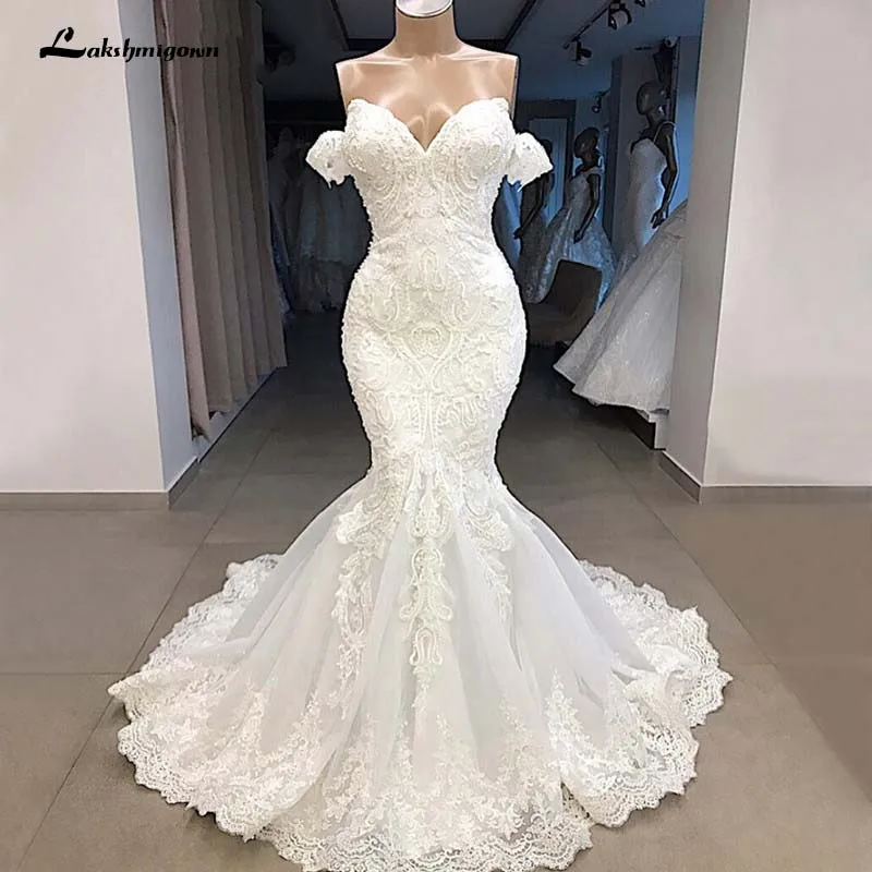 Robe De Mariee Sirene Роскошные Свадебные платья Русалка в Дубае восхитительная Кружевная аппликация с плеча арабское свадебное платье