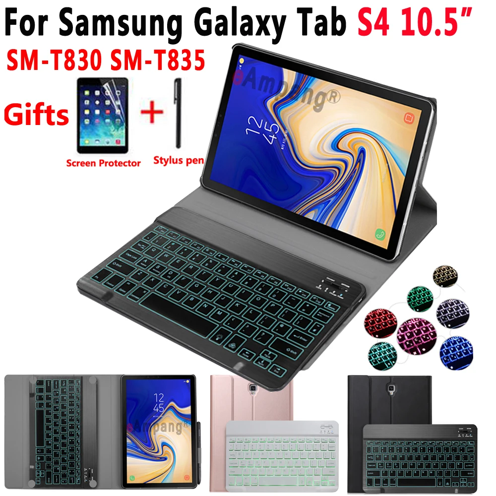 Светлая клавиатура с подсветкой чехол для Samsung Galaxy Tab S4 10,5 SM-T830 SM-T835 T830 T835 планшет кожаный чехол Bluetooth клавиатура