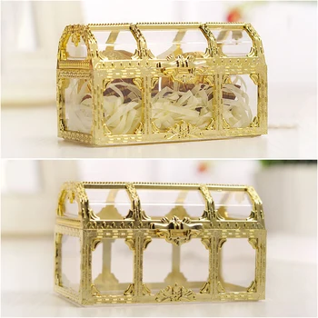 

European Plastic Casket Transparent Storage Box Crystal Gem Candy Box Organizer Chest Jewelry Trinket Box Wedding Gifs For Guest